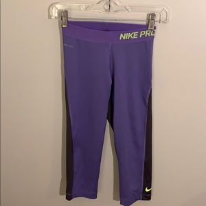Purple Nike Pro Cropped Leggings